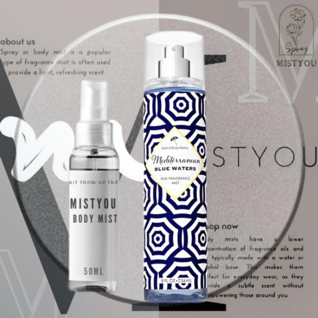 𝐌𝐢𝐬𝐭𝐲𝐨𝐮- 𝐗ị𝐭 𝐭𝐡ơ𝐦 𝐁𝐨𝐝𝐲 𝐌𝐢𝐬𝐭 - 𝐁𝐚𝐭𝐡 𝐀𝐧𝐝 𝐁𝐨𝐝𝐲 𝐖𝐨𝐫𝐤𝐬 MEDITERANEAN & BLUE WATER- 𝐜𝐡í𝐧𝐡 𝐡ã𝐧𝐠 dạng chiết 30-50ml