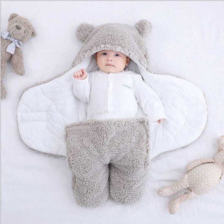 Chăn ủ lông cừu có chân,3 lớp dày dặn cho bé 0-6 tháng