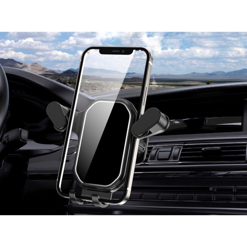 Giá đỡ điện thoại gắn cửa gió điều hòa có móc cài siêu chắc chắn, mặt sần xoay 360 tiện lợi, chất liệu bền bỉ NaduCar