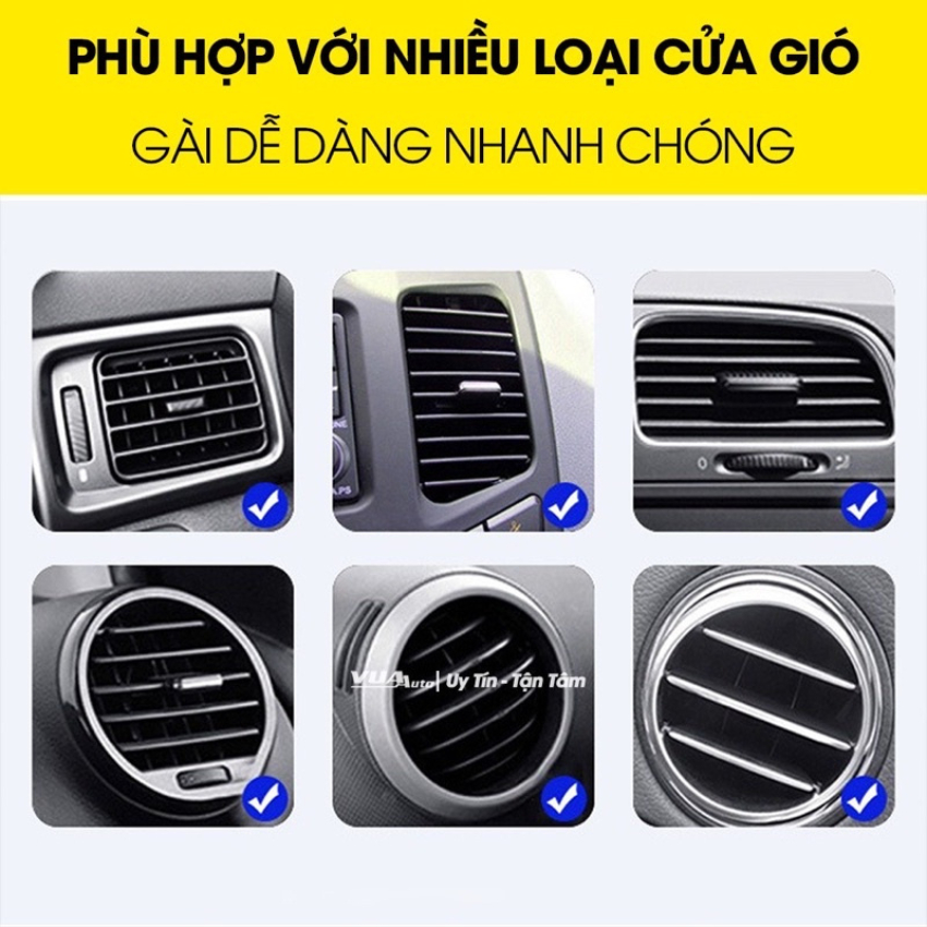 Giá đỡ điện thoại gắn cửa gió điều hòa có móc cài siêu chắc chắn, mặt sần xoay 360 tiện lợi, chất liệu bền bỉ NaduCar