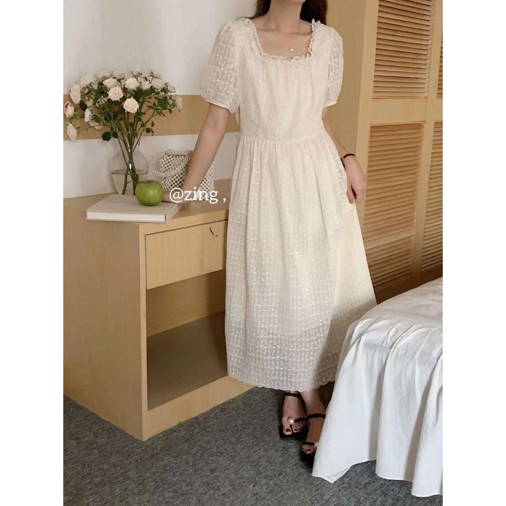Váy von ren cổ U tay bồng 8310 AiMee