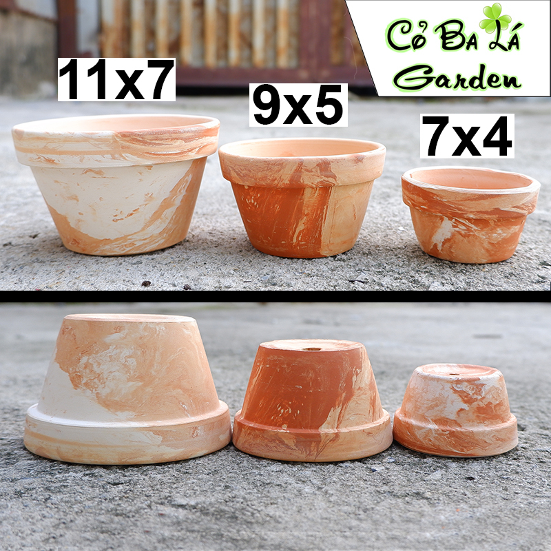 Chậu Đất Nung Lùn Đât pha,Đất Loang,marble