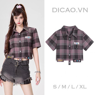 TÁCH SET QUẦN TÚI HỘP + SƠ MI CROPTOP CARO MÀU TÍM ĐEN [ Hàng Order 10n Vui Lòng Không Huỷ Đơn ]
