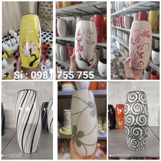 Lọ hoa Gốm Sứ Bát Tràng_Bình bông cao 22cm_Trang trí decor cao cấp