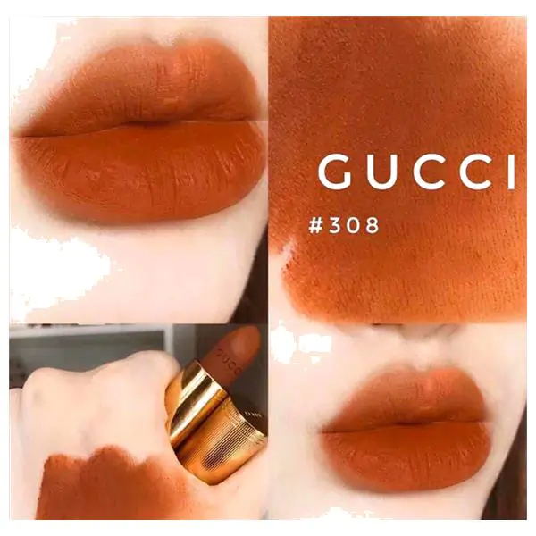 [Fullbox] Son Gucci màu 308 cam cháy gạch
