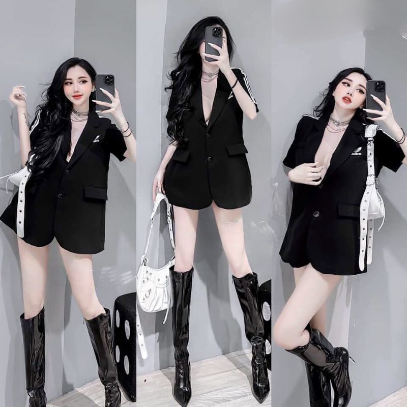 Áo vest tay lỡ chạy sọc dáng dài loại đẹp