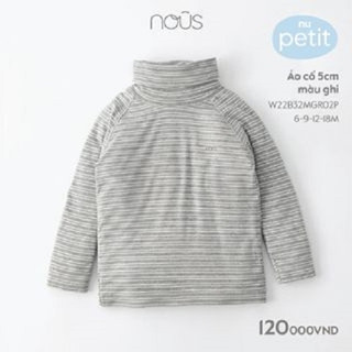 Áo cổ lọ 5cm Nous cho bé trai, bé gái màu ghi chất liệu Nu Petit kháng khuẩn mềm nhẹ