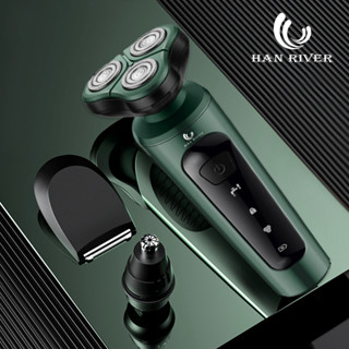 HAN RIVER Máy cạo râu cao cấp 3 trong 1 chống thấm nước,cạo râu, tỉa lông dùng pin có cổng sạc USB