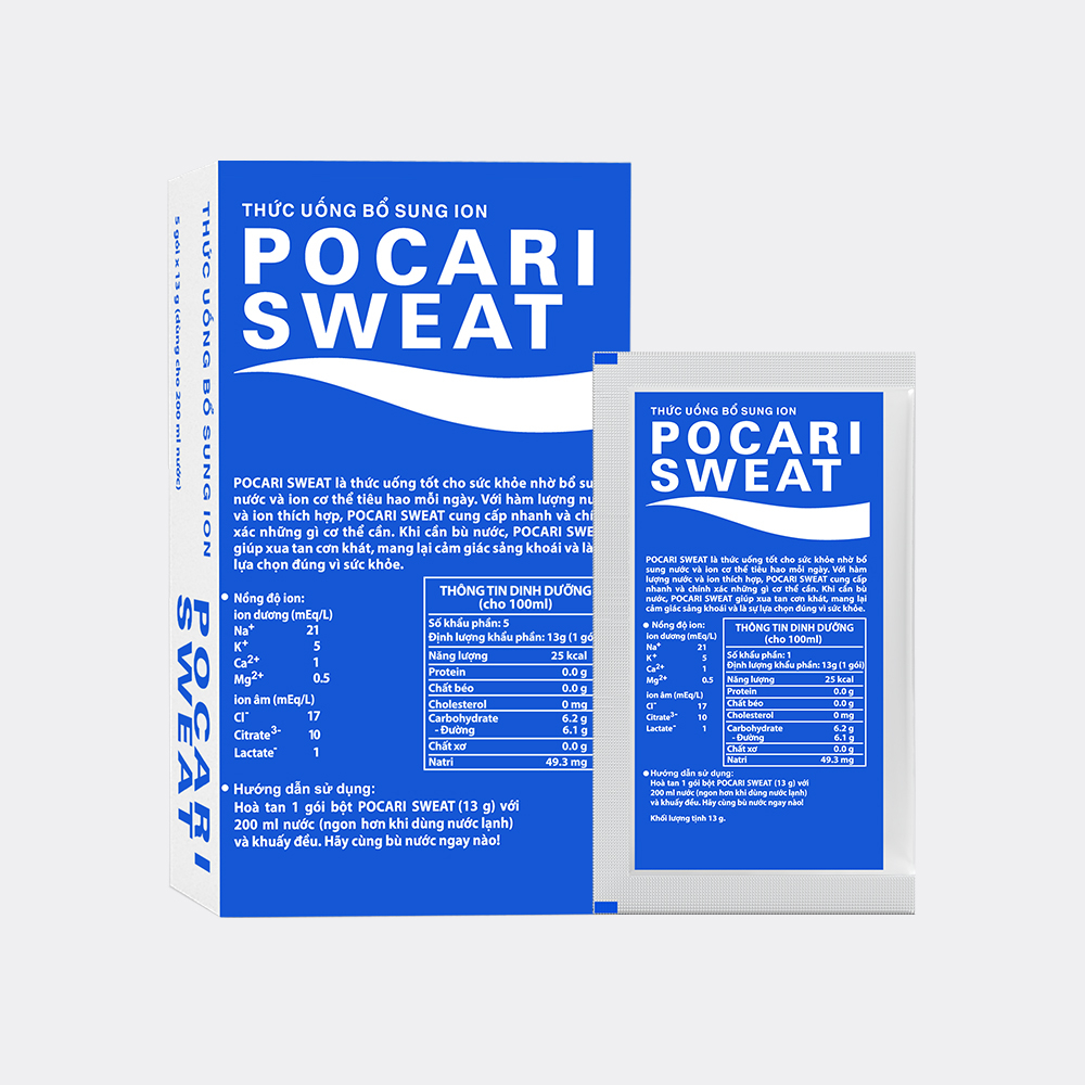 Gói Bột Pha Bù Điện Giải Pocari Sweat  xua tan cơn khát, mang lại cảm giác sảng khoái  (Hộp 5 gói)
