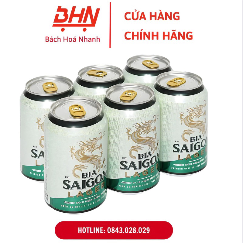 Lốc Bia Sài Gòn Xanh Lager 330ml