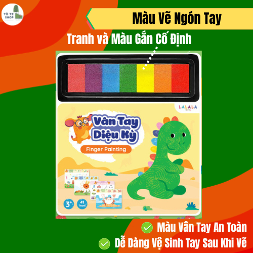 Đồ chơi màu vẽ ngón tay, màu vẽ vân tay gồm 7 màu và 41 tranh vẽ gắn liền, màu vẽ an toàn dễ dàng vệ sinh sau khi vẽ