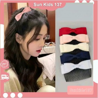 Lược cài, xước cài tóc nhựa đính nơ phong cách hàn quốc thanh lịch