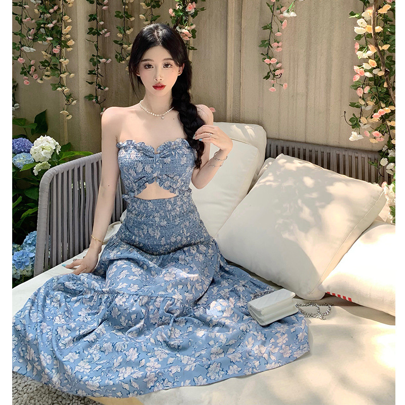 Đầm sling xanh biển nữ thiết kế khoét eo bo eo không tay siêu hack dáng size S/M/L chỉ có tại LUXIEU GARDEN🌸