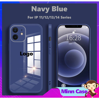 Ốp điện thoại ip viền vuông silicon kết hợp mặt lưng kính sang trọng 14 13 Pro MAX 14 Plus 12 Pro 11 Pro MAX MinnCase