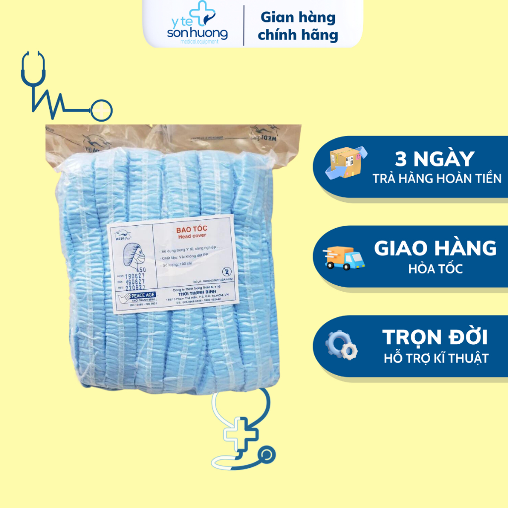 Bao tóc xếp/ Con sâu vải không dệt túi 100 cái  màu xanh-trắng