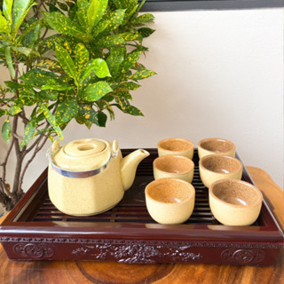 Bộ Ấm Chén Men Màu Gốm Sứ Bát Tràng Linh Khang Kèm Khay Giá Rẻ Dùng Để Uống Trà Hoặc Decor Phòng