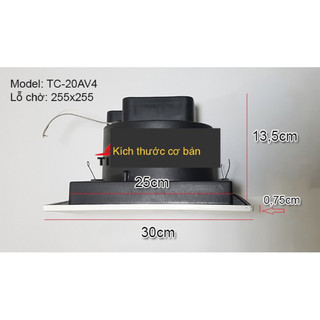[lỗ trần 25x25 cm] Quạt thông gió âm trần Tico TC-20AV4.