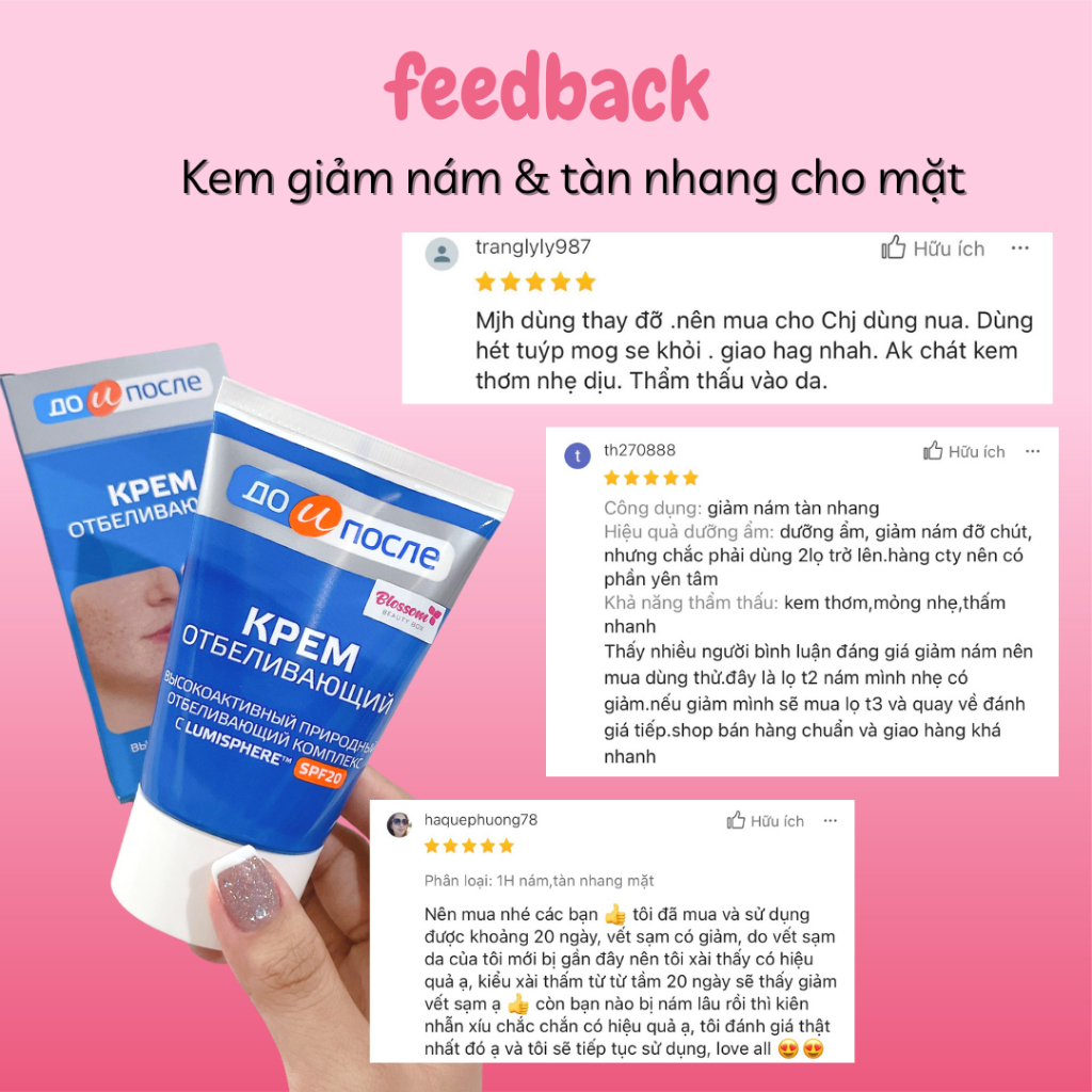 Kem giảm ngừa nám và tàn nhang dành cho mặt Kpem Nga 100ml
