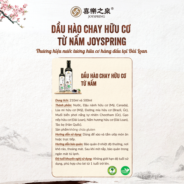 Dầu hào chay hữu cơ từ nấm JoySpring