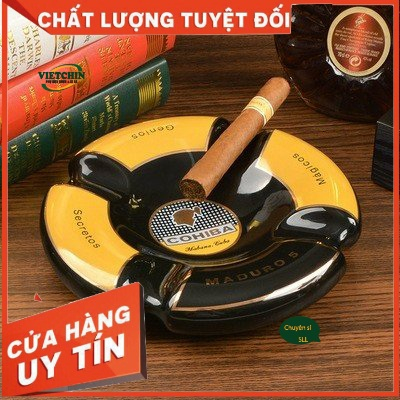 Gạt- tàn ci-g-a-r chất liệu sứ 4 điế- u - tròn cao cấp C-O-HI-B-A