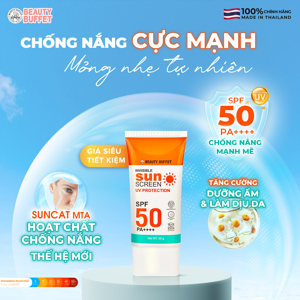 Combo Sữa rửa mặt con bò Scentio Milk Plus 100ml và Kem chống nắng da mặt Beauty Buffet Invisible SPF50 PA++++ 50g