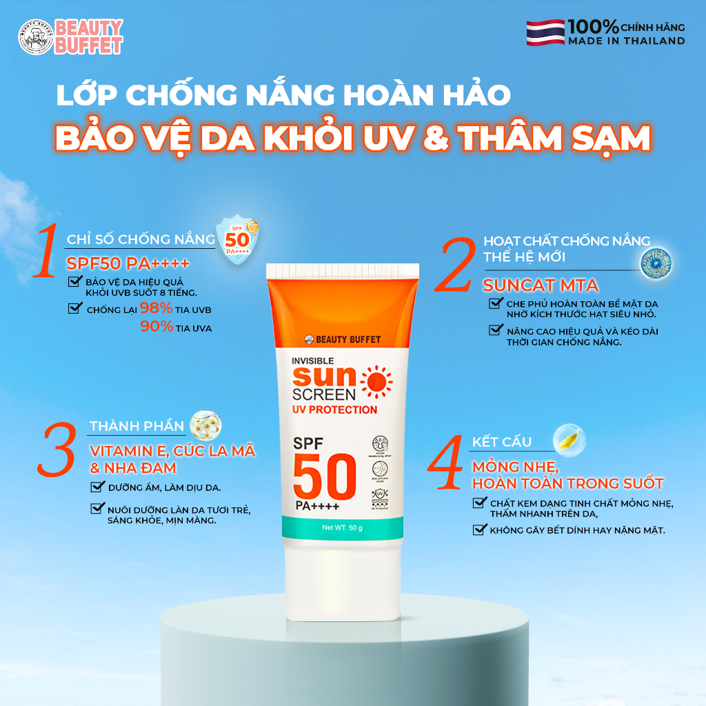 Combo Sữa rửa mặt con bò Scentio Milk Plus 100ml và Kem chống nắng da mặt Beauty Buffet Invisible SPF50 PA++++ 50g