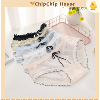 Quần lót ren cao cấp mềm mại, kháng khuẩn đính nơ quyến rũ ChipChipHouse