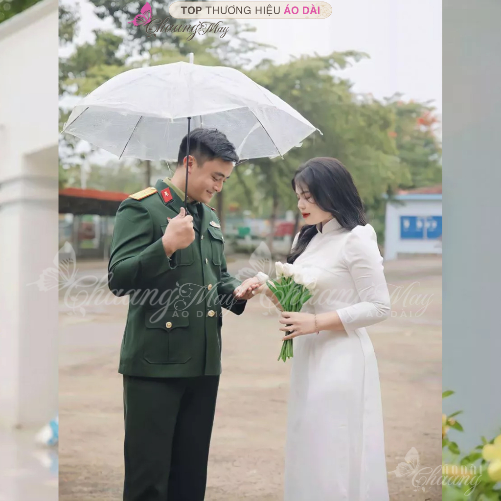 Áo dài truyền thống tay vai bồng lỡ cách tân Chaang may sẵn vải lụa đính ngọc học sinh đi học dự tiệc lễ tết đẹp ADC699