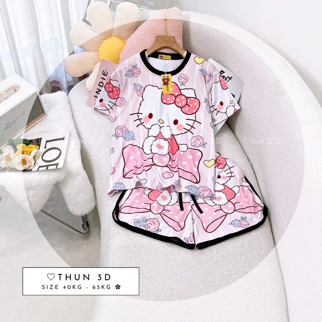 Đồ bộ đùi thun lạnh 3D hoạt hình BOO - MON.doraemon-lotso-gấu pooh-mickey-kitty.hongduyen2188