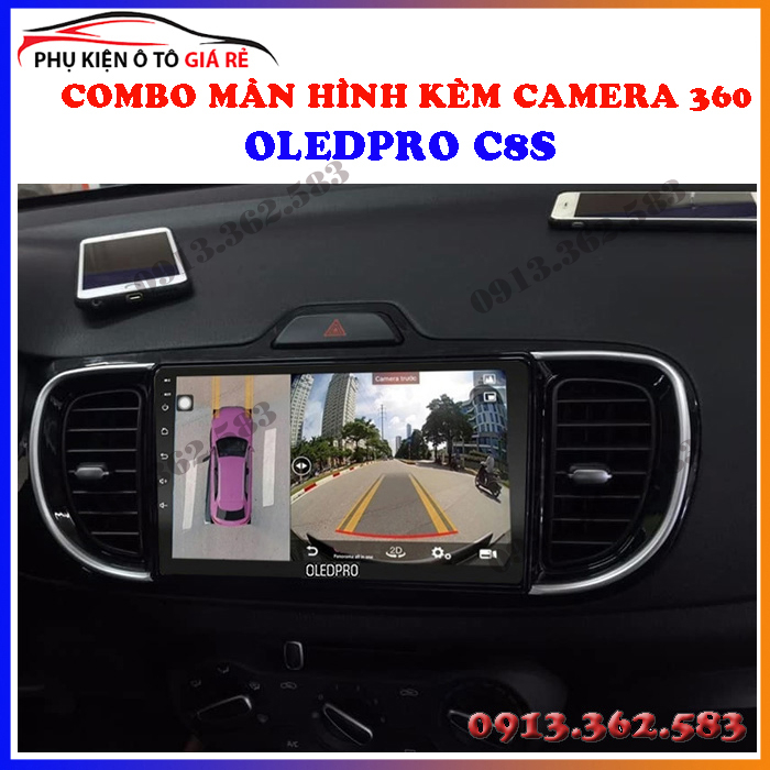 Combo màn hình liền camera 360 OLED C8S cho xe KIA SOLUTO - đồ chơi công nghệ cho xe hơi, camera 360 cho xe hơi