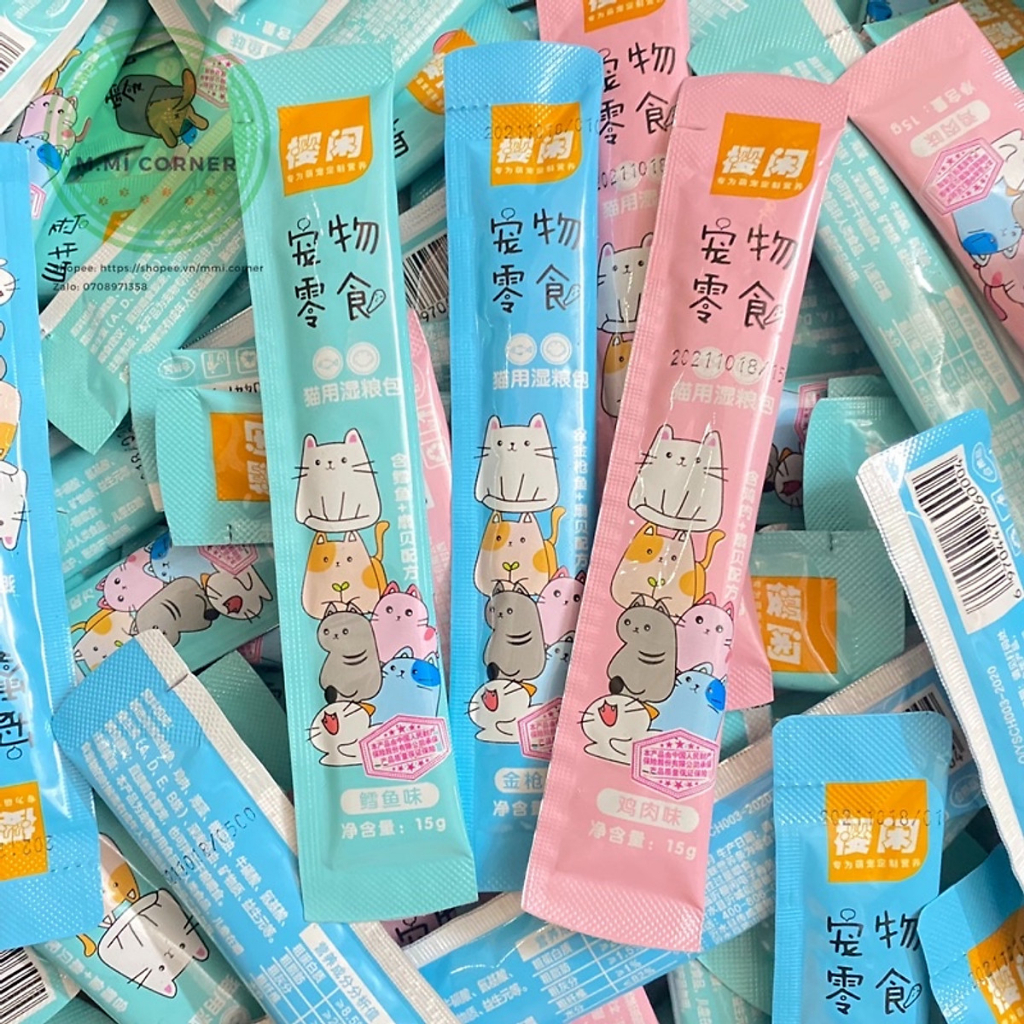 Combo 10 súp thưởng cho mèo Shizuka thanh lẻ 15g, Đồ ăn vặt cho mèo dạng thanh 3 vị kích thích khẩu vị