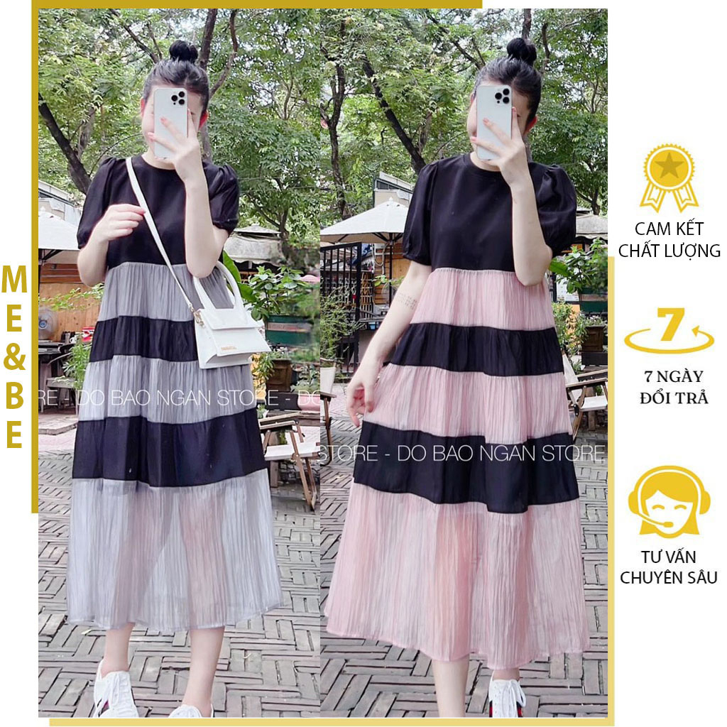 ĐẦM VÁY BẦU CÔNG SỞ MÙA HÈ DÁNG SUÔNG TẦNG TRẺ TRUNG - ĐẦM BẦU BABYDOLL MẶC ĐI TIỆC DẠO PHỐ ĐỀU XINH FREESIZE