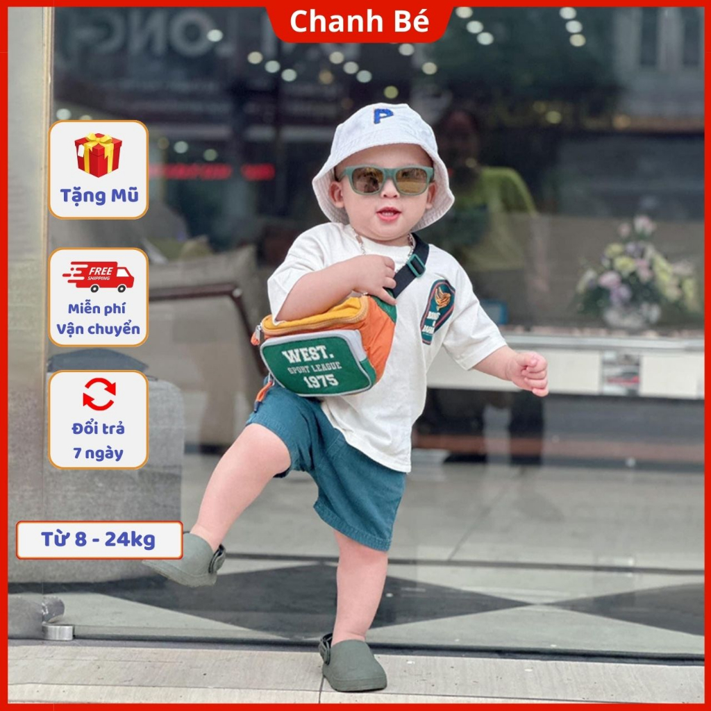 Đồ bộ bé trai 8-24kg Chanh Bé bộ cộc tay bé trai in hình chuối siêu dễ thương quần chất kaki đẹp BQA281