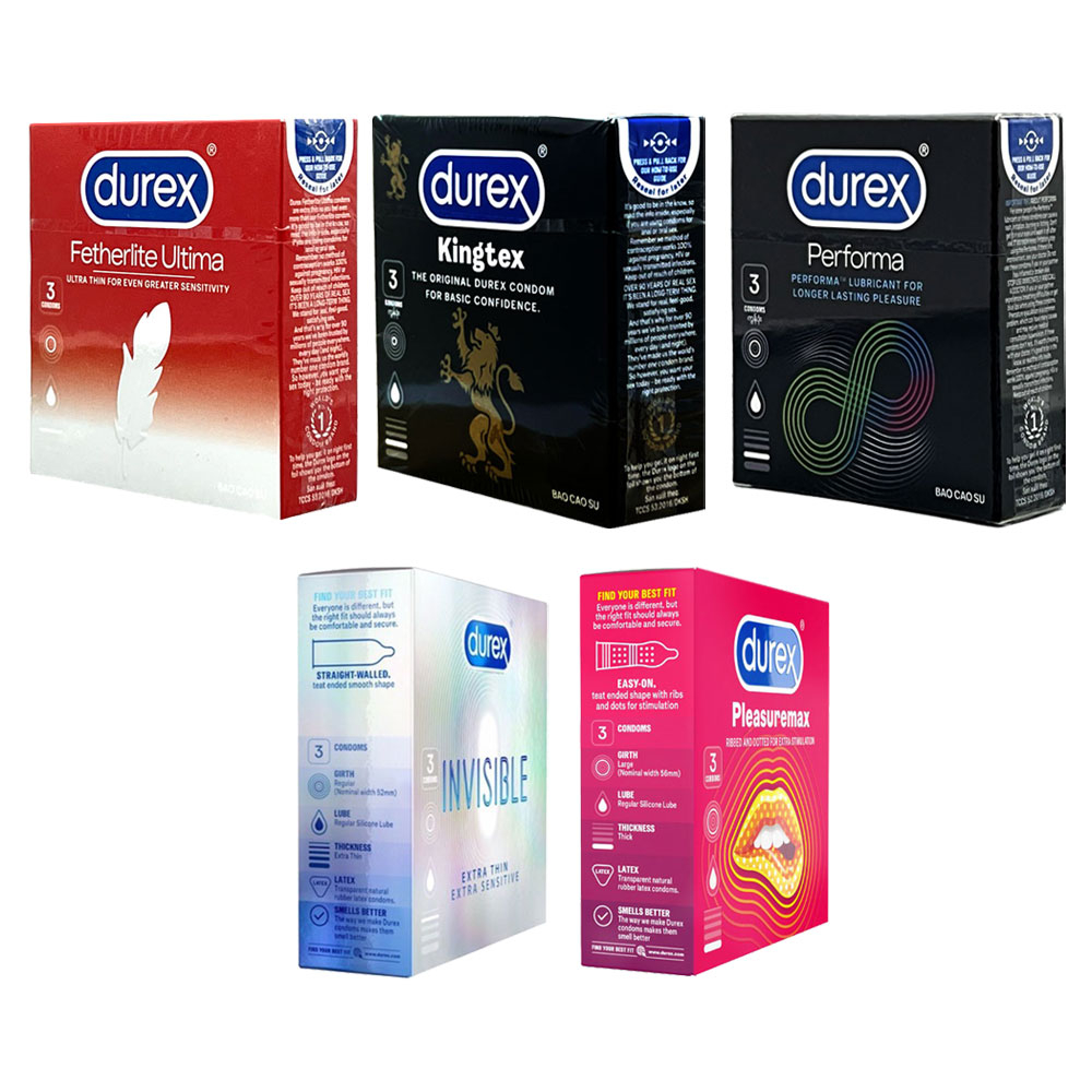 [5 LOẠI] Bao cao su Durex hộp 3 chiếc nhập Thái Lan giá siêu rẻ tiết kiệm