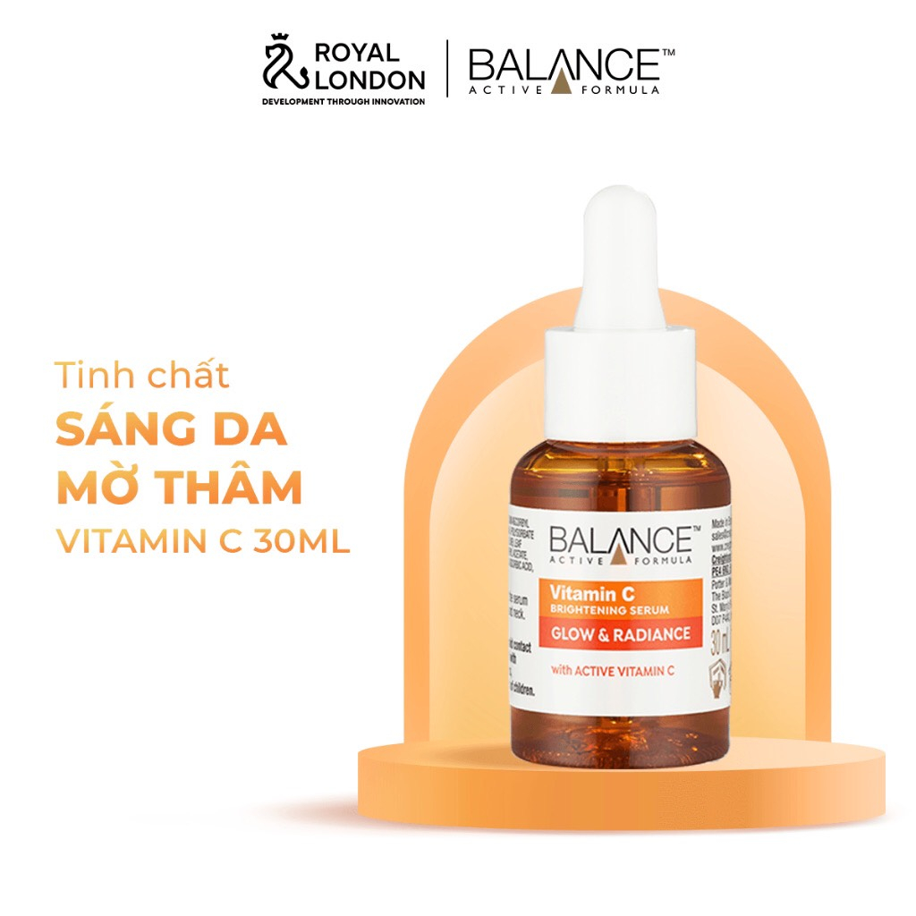 Combo trắng da căng mượt serum Vitamin C + serum Hyaluronic Balance Active Formula 30ml/ chai