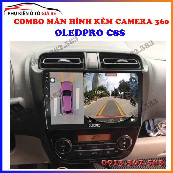 Combo màn hình liền camera 360 OLED C8S cho xe MITSUBISHI ATTRAGE - phụ tùng nội thất ô tô, camera lùi ahd, bán phụ kiện