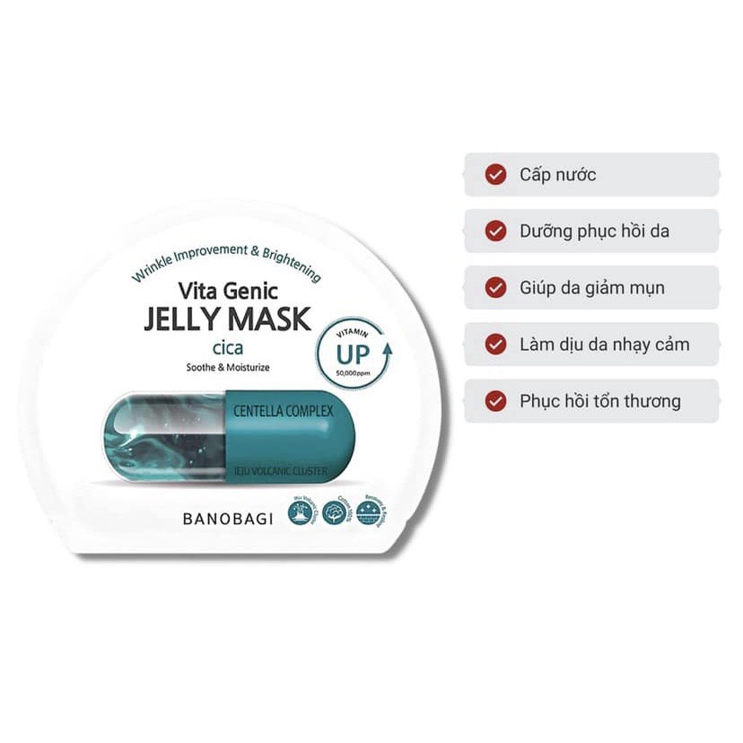 Mặt Nạ Dưỡng Và Phục Hồi Da Banobagi Vita Genic Jelly Mask CICA 30ml - BANOBAGI CICA