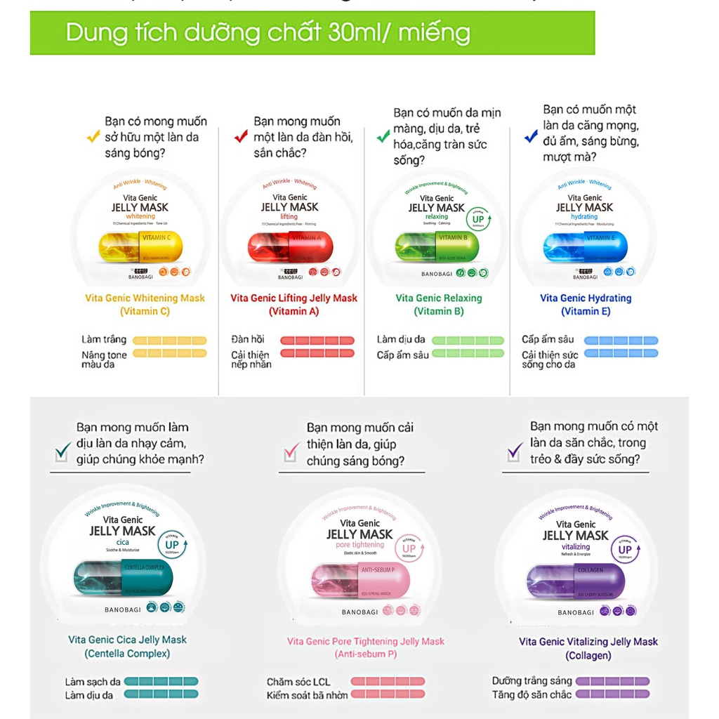 Mặt Nạ Dưỡng Và Phục Hồi Da Banobagi Vita Genic Jelly Mask CICA 30ml - BANOBAGI CICA