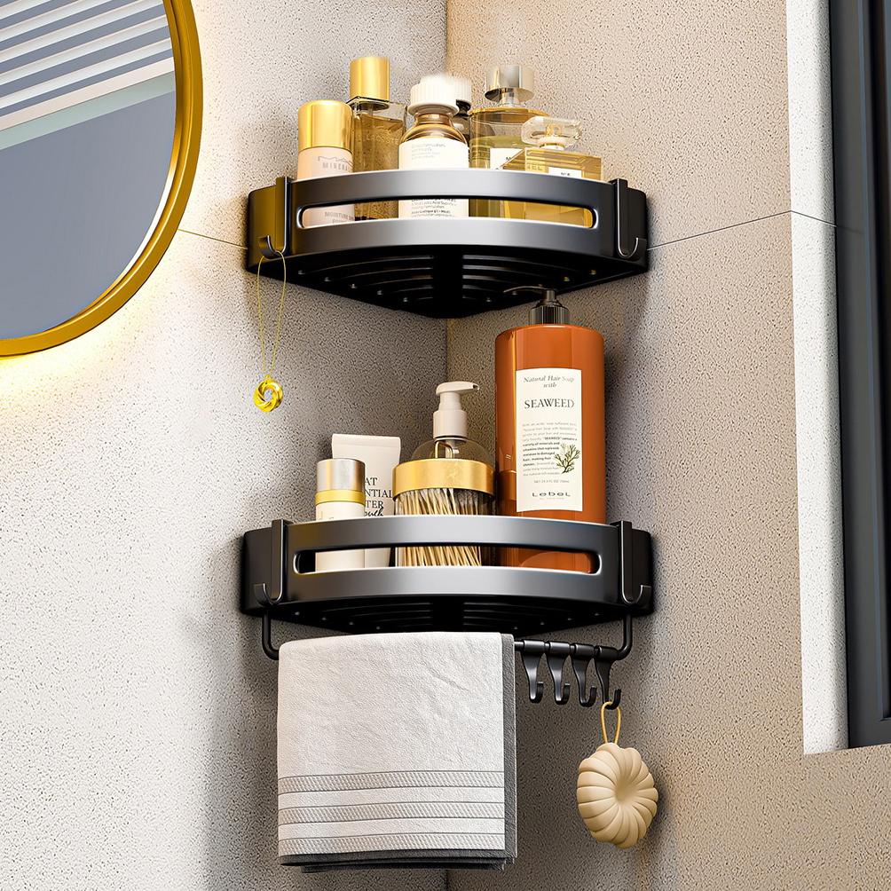Kệ Góc Nhà Tắm Nhôm Mạ Carbon Chống Gỉ Chống Thấm Nước, Giá Để Đồ Đa Năng Cao Cấp Chịu Lực Tốt