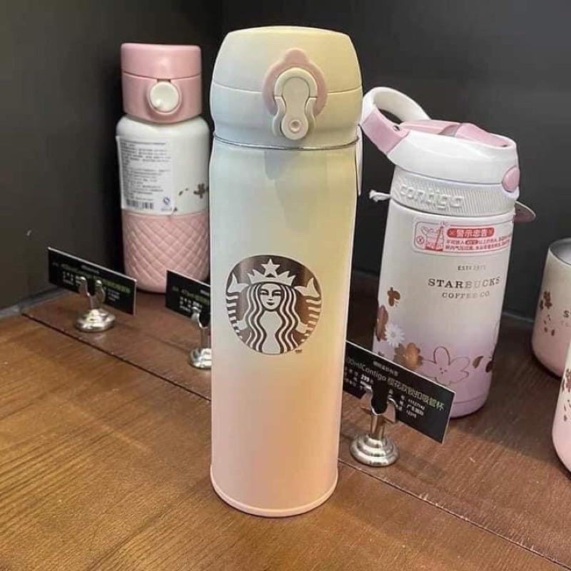 Bình nước giữ nhiệt Starbucks nữ thần loang hồng pastel xinh xắn dung tích 500ml