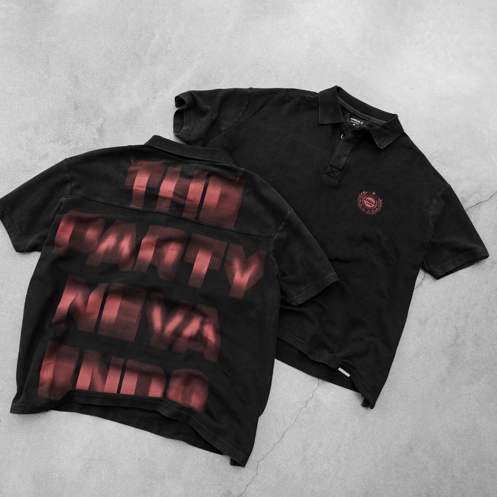Áo polo form boxy CANDLES TPNE POLO W.BLACK chất liệu washed pique 250gsm chính hãng