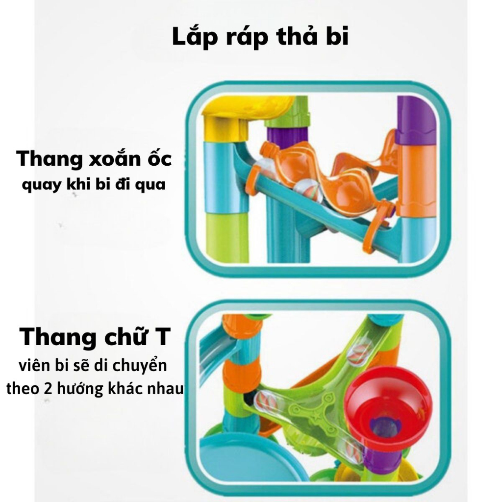 Đồ Chơi Lắp Ráp Cầu Trượt Thả Bi Marble Run 113 Chi Tiết Kiểu Dáng Đường Ống Tròn.Tiệm Nhà Sóc