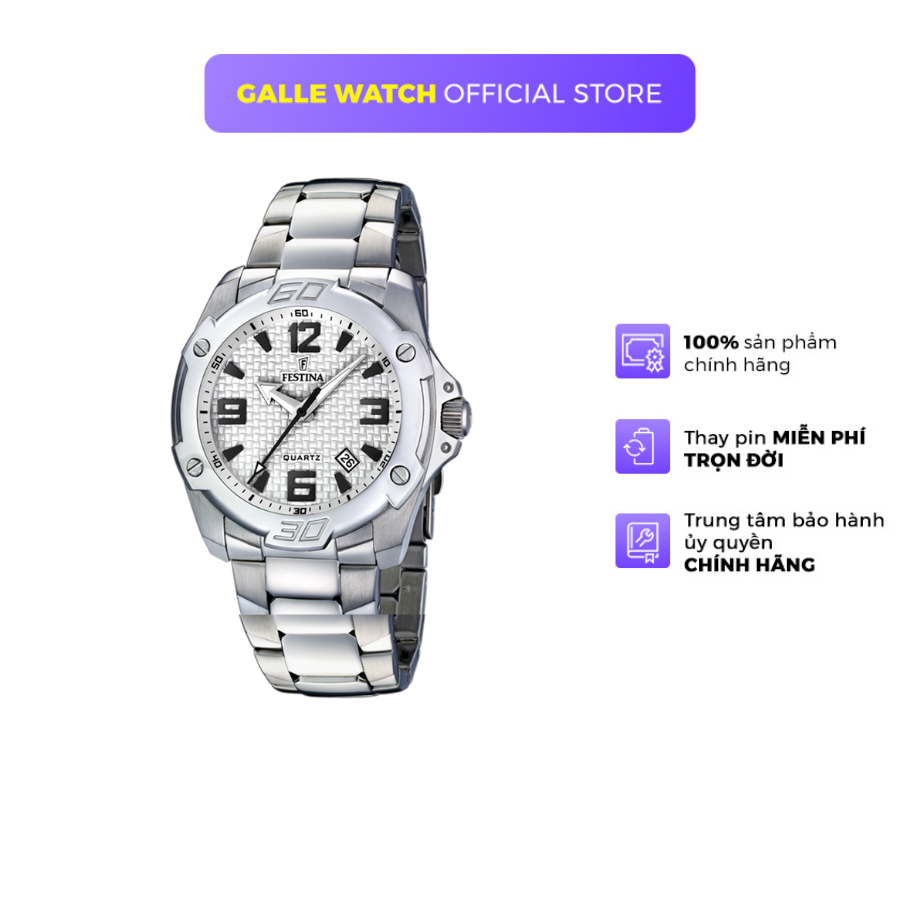 Đồng hồ nam Festina Sport Watch F16386/1 mặt kính Mineral, chống nước 10 ATM, dây thép đeo tay cao cấp chính hãng Thụy S
