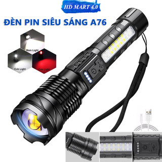 Đèn pin siêu sáng A76 corisu chiếu xa 300m có Zoom xa gần chống nước IPX4 pin trâu chip Led 7 chế độ sáng