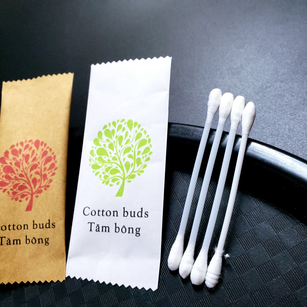 Miễn phí in logo - 100 Tuýp tăm bông túi giấy dành cho nhà nghỉ, khách sạn