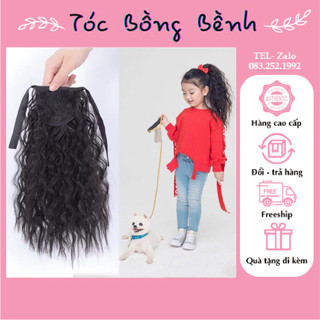 Tóc giả bé gái - tóc cột đuôi uốn xù mì ngắn dành cho bé gái tocbongbenh