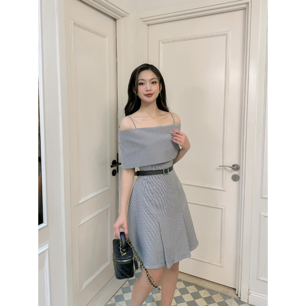 ĐẦM CARO TRẮNG ĐEN LAYLA DRESS ARMOUS