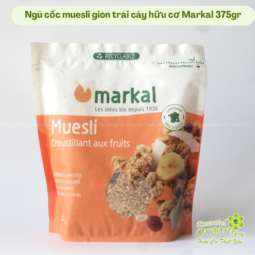 Ngũ cốc giòn trái cây hữu cơ Muesli Crunchy Markal 375g