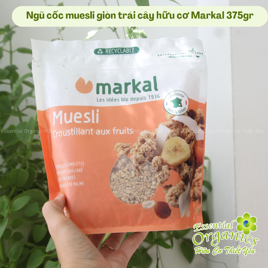Ngũ cốc giòn trái cây hữu cơ Muesli Crunchy Markal 375g