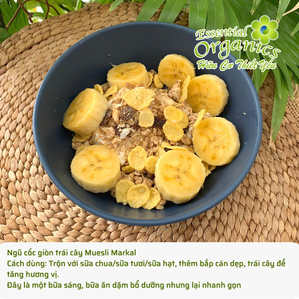 Ngũ cốc giòn trái cây hữu cơ Muesli Crunchy Markal 375g